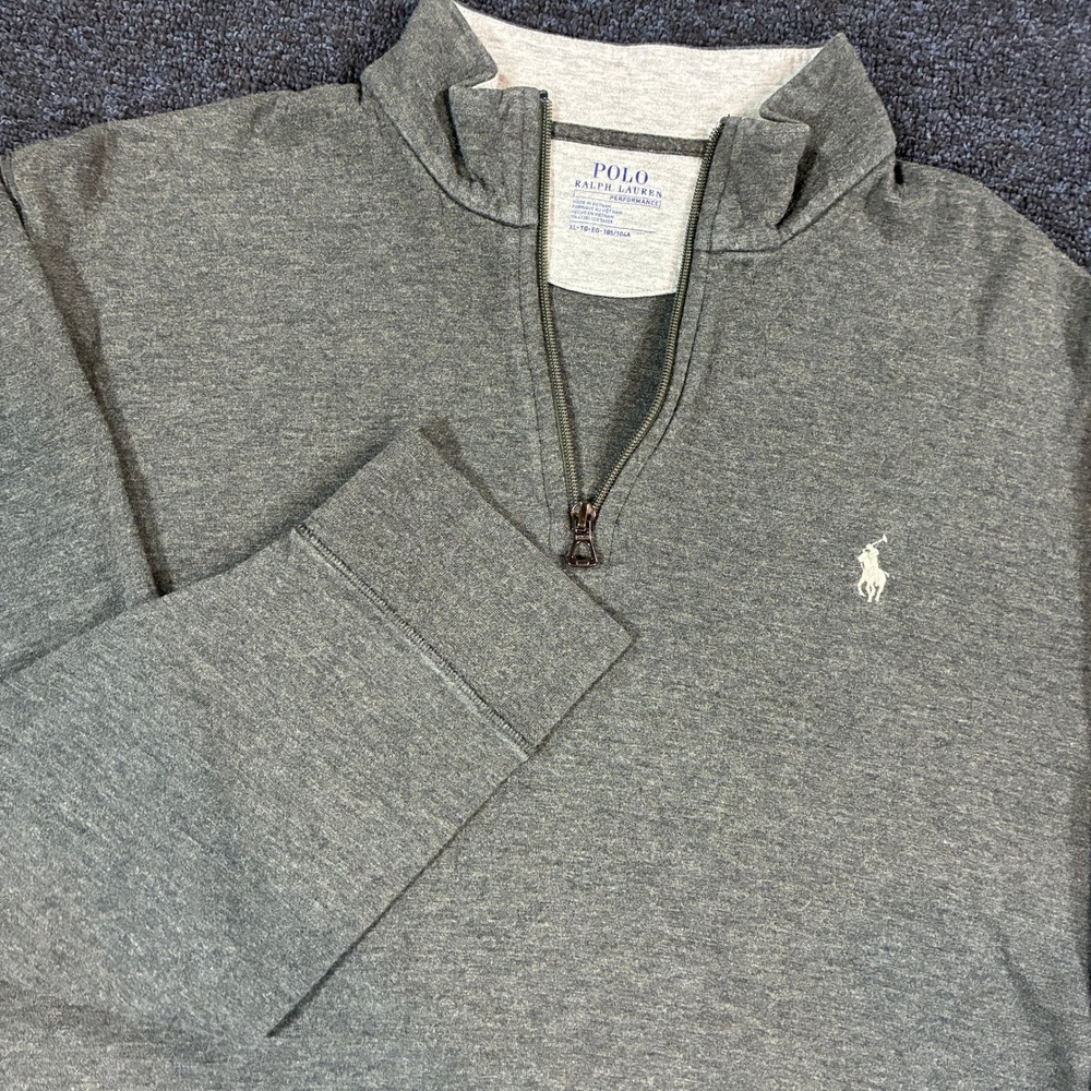 Polo Ralph Lauren Performance Quarter Zip Mens XL Gray Heather Pullover Pony